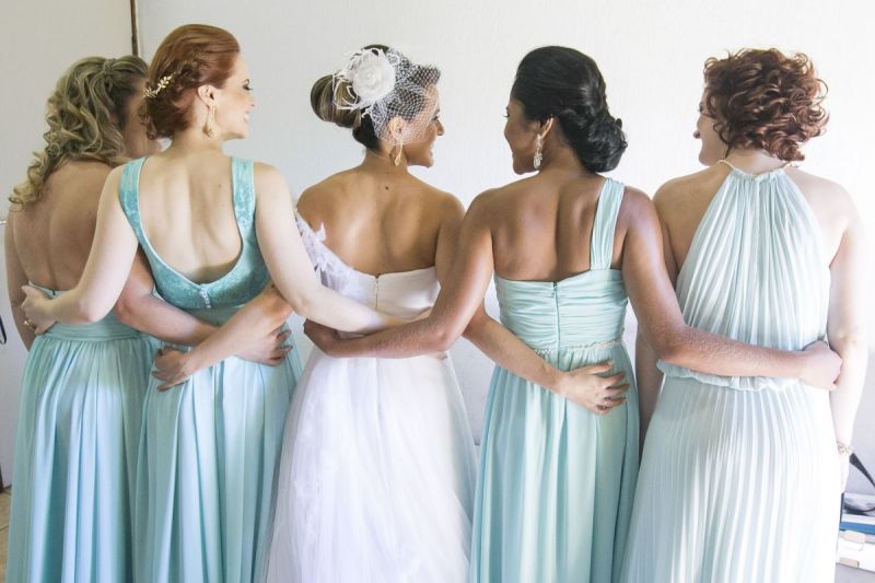 Noiva e damas moças. Vestidos no azul tiffany. - Foto #4213